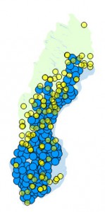 Fyndbilden i Sverige. Data från Artportalen.